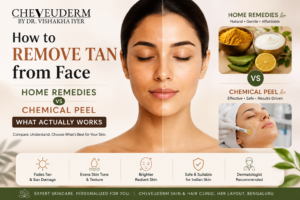 How to remove tan from face using home remedies vs chemical peel treatment at Cheveuderm